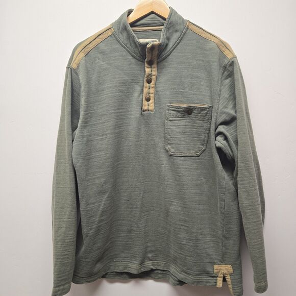 The Territory Ahead Men’s sz Large 1/4 Button Mock Neck Sweater Pullover Henley - Picture 1 of 7